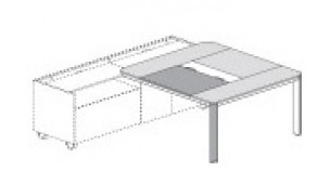 Стол для опорной тумбы, стекло, бювар - шпон Darch 155VL