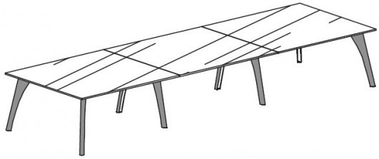 Переговорный стол с 8 кон. опорами обтянутыми кожей Attiva C390TA/C10V