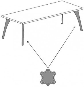 Письменный стол с 4 коническими опорами в коже. Меламин. Attiva C200/C40